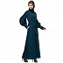 Elegant abaya with long cuff sleeves- Rama Green